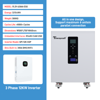 Batterie lithium domestique Tewaycell AC380V tout-en-un 51.2V 314Ah 400Ah 628Ah 16KWH 20kwh 32kwh avec onduleur triphasé 10kw/12kw