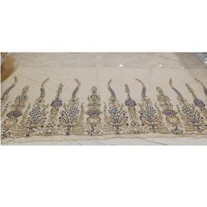 Meilleure vente de tissu de dentelle de broderie perlée de créateur de luxe avec paillettes scintillantes pour les applications de haute couture pour l'exportation - Product Image 5