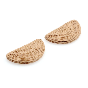 Créoles en rotin naturel tissé à la main, pendentif en rotin en forme de demi-cercle, breloques en bois de bambou - Product Image 4