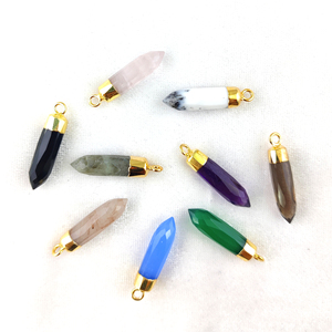 Pierre précieuse Rutile dorée naturelle, coupe à facettes, grande taille de pointe 22x6mm, pendentif électroplaqué, breloques, cristaux de guérison naturels - Product Image 3