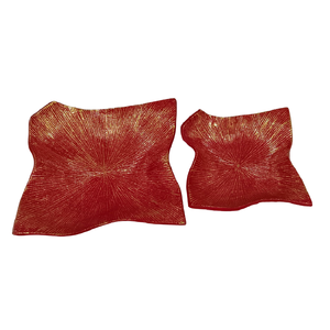 Nouveauté : Plateau en aluminium à motif de feuilles avec finition dorée, plateau décoratif en aluminium, bol de service pour desserts en métal - Product Image 1