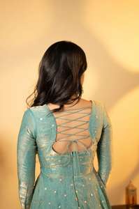 Bridal Chinnon Anarkali <b>Suit</b> with Heavy Zardozi & Border Dupatta Grand Ethnic Wear <b>for</b> Weddings & Events - Product Image 6