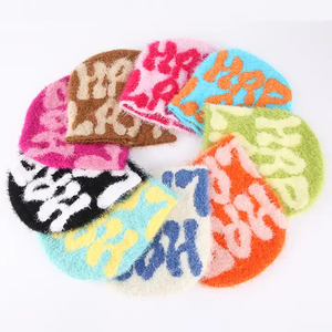 Bonnet de sport unisexe style Y2K tout en jacquard flou en mohair chapeau d'hiver en tricot Logo personnalisé dessin animé Camouflage Plaid - Product Image 2