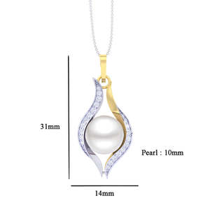 NOVAMART Fine 92.5 <b>Sterling</b> <b>Silver</b> Real <b>Pearl</b> Pendant with Chain Gift for Women and Girls <b>Necklaces</b> Product Category Wholesale E - Product Image 3