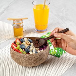 Bol à smoothie au coco sculpté à la main, motif rivière, pour aliments chauds et froids, vaisselle durable, vente en gros - Product Image 3