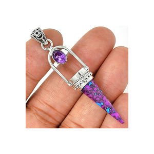 จี้อัญมณีสีเงินสเตอร์ลิงสี925ทองแดงสีเขียวขุ่นและอเมทิสต์ดีไซน์ใหม่ - Product Image 3