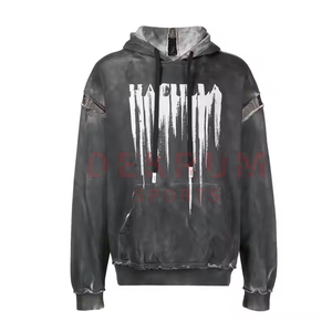 Sudadera con capucha desgastada del mejor diseño para la temporada de invierno Peso pesado Cómodo Manga completa Poliéster/Algodón Estampado sólido Invierno con capucha - Product Image 1