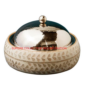 Pot de luxe en bois incrusté en gros et fournisseurs fait à la main rond - Product Image 2