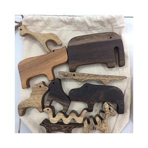 African Animals Wooden Animal Eco Friendly <b>Gifts</b> for Kids Wooden Toys Educational lion Elephant <b>Giraffe</b> Hippo Rhino zebra - Product Image 2