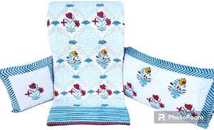 Couette à fleurs 100% coton imprimé bloc à main écologique avec taies d'oreiller Ensemble de couette en coton Jaipur artisanal - Product Image 3