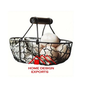 Wooden Handle for Kitchen Counter Best Selling Kitchen Accessories Iron Wire <b>Egg</b> Rack & <b>Basket</b> in Black Finished - Product Image 1