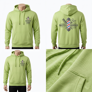 Sudadera con Capucha para Hombre, 320 GSM, Algodón y Poliéster, Felpa, Verde Lima, Premium, con Logotipo Bordado Personalizado y Bolsillo Canguro - Product Image 6