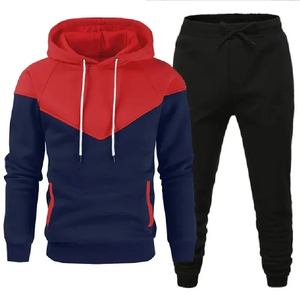Ensemble de course de sports d'automne et d'hiver à la mode pour hommes pantalon à capuche chaud en velours deux pièces avec logo imprimé à la mode - Product Image 3