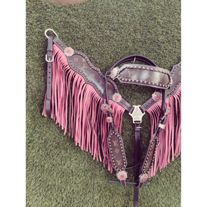 Cabecera de cuero de ajuste occidental hecha a mano con cuello de pecho barril Headstall de carreras para caballos Venta caliente - Product Image 1