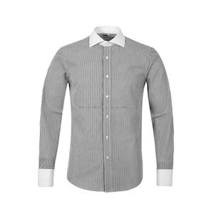 Customize Popular Design Striped <b>Men</b> <b>Shirts</b> Long Sleeve Strip Design <b>White</b> Collar With Button square Cuff <b>Men's</b> <b>Shirts</b> - Product Image 1