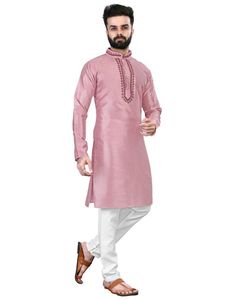 Pijama tradicional de estilo indio, largo, hecho de seda, estilo sólido, tradicional, Kurta - Product Image 5