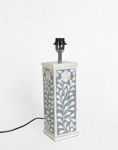 Top-Ranked New Bone Inlay Gray Table <strong>Lamp</strong> with Floral Design <strong>Rectangle</strong> Lighting for Home Hotels Metal Shade by Faizacraft - Product Image 3