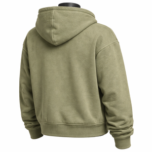 Sudadera con capucha vintage para hombre, con cremallera completa, de forro polar grueso, estilo oversize, de color liso. - Product Image 6