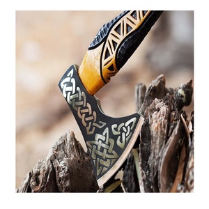 ขวานเหล็กคาร์บอนทำด้วยมือเกรดดีไอวายปลอกหนังชั้นดีสลักกรดทำด้วยมือ - Product Image 4