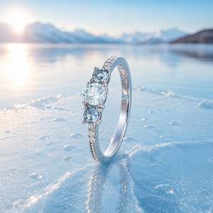 Bague de fiançailles Jeulia personnalisée à trois pierres en or 10K, 14K, 18K ou en platine avec diamants taille princesse, taille Asscher, taille radiant et taille émeraude - Product Image 5