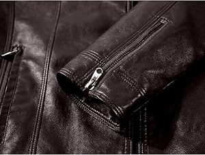 Chaqueta de Cuero para Hombre, Transpirable, Ecológica, de Secado Rápido, Abrigada para Invierno, Cuello Alto, Estilo Casual, Alta Calidad, Personalizable - Product Image 3