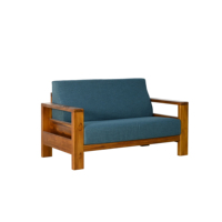 Sofá de Dos Plazas con Estructura de Madera de Teca de Estilo Clásico Simple, Conjunto de Muebles Modulares Seccionales para Sala de Estar