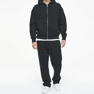 Chándal de hombre de algodón pesado de alta calidad Unisex, conjunto de chándal, ropa de calle, Sudadera con capucha cuadrada de gran tamaño, pantalones de chándal Vintage, chándal de invierno - Product Image 1