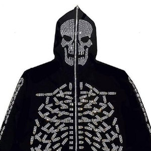 Sudaderas con capucha con diamantes de imitación para hombre con diseño de logotipo de alta calidad y color personalizado, sudaderas con capucha con diamantes de imitación mezclados de algodón básicos asequibles a precio bajo - Product Image 2