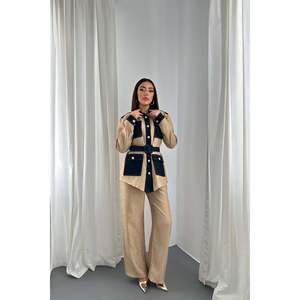 Yellow Piping Detailed Pocket Shirt and <b>Trousers</b> Set - Yellow - Product Image 2