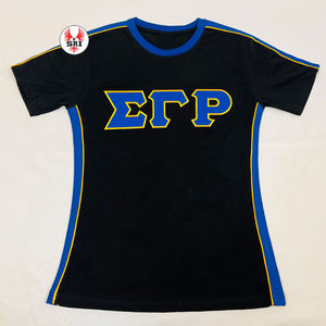 T-shirt en coton pour femmes avec broderie de la sororité Sigma Gamma Rho |   Sororité SGRho, jersey en coton et polyester personnalisé brodé pour femmes - Product Image 5