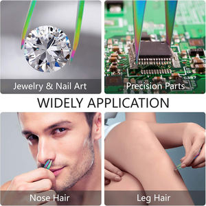 Pinzas multifuncionales para cejas de arcoíris de acero inoxidable, Punta inclinada, buena venta para uso personal en salones de belleza - Product Image 6