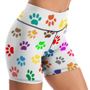 Nouvelles femmes patte impression Shorts Nylon Spandex taille haute Shorts d'entraînement Fitness Yoga ascenseur bout à bout Fitness dames Yoga Gym course court - Product Image 1