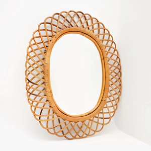 Espejo de pared de ratán ecológico con gancho integrado Diseño elegante Perfecto para la decoración del hogar - Product Image 2