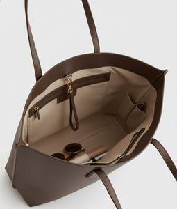 Brown Leather Vintage Fashion Candy Pattern Two-Tone <b>Zip</b> Large Women's Work Shoulder Tote <b>Bag</b> Minimalist Laptop Soft <b>Shopper</b> - Product Image 2