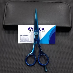 Tijeras de corte de pelo de acero inoxidable con revestimiento azul aprobado por expertos, tijeras de peluquero profesionales para peluquería y peinado en casa - Product Image 1