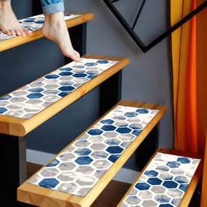 พรมลายเรขาคณิต พรมพิมพ์ลายโบโฮสไตล์ชาติพันธุ์ พรมบางทำความสะอาดง่าย พรมปูพื้น - Product Image 1