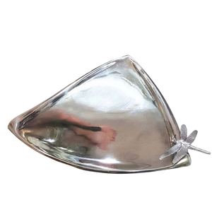 Wholesale Exclusive Quality Floral Silver Metal Tray Eco-Friendly Kitchen Dinner Accessories Food Serving Platter <b>For</b> <b>Sale</b> - Product Image 2