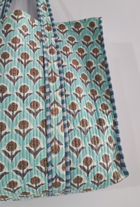 Fourre-tout matelassé fait à la main sac à bandoulière indien bloc impression marché sac Logo motif Shopping fourre-tout-pour cadeau - Product Image 4