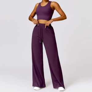 Trajes de gimnasio de alta calidad para mujer, pantalones cortos sin mangas acanalados, mallas de Yoga de cintura alta XL, trajes de entrenamiento elásticos, ajuste sólido sin costuras - Product Image 4