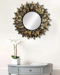 กระจกส่องผนังกรอบสำหรับตกแต่งบ้านและรีสอร์ทสำหรับตกแต่งดีไซน์เนอร์ทรงกลมทันสมัยทำจากโลหะ - Product Image 1