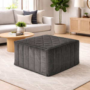Pouf-lit simple, fabriqué en Italie, transformable avec matelas pliable et gain de place, et repose-pieds, tissu en velours amovible - Product Image 1