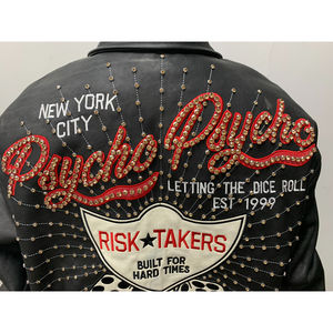 Premium Men's Winter <b>Short</b> Varsity Leather <b>Jacket</b> Customizable Rhinestones Button Collar Hooded Genuine Leather Embroidery - Product Image 3