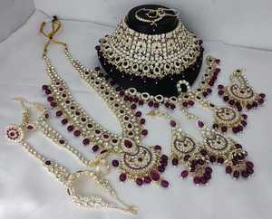 TRADITIONAL & FANCY ANTIQUE DESIGNER BRIDAL <b>JEWELLERY</b> GOLD PLATED and CZ ZIRCON BRIDAL WEDDING NECKLACE <b>SET</b> and FORWOMEN & <b>GIRL</b> - Product Image 5