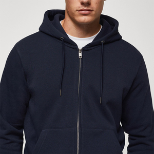 Top Trending <b>Navy</b> Blue Cotton Fleece Hoodie for Boys Plus Size Embroidered Plain Hooded Jacket with Kangaroo Pocket - Product Image 5