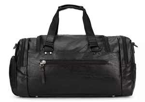 Bolsa de lona de viaje de cuero PU negro de calidad superior, venta al por mayor, bolsa de lona para hombre Weekender, bolsa de gimnasio deportiva de OSTROWEARS ENTERPRISES - Product Image 5