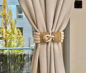Embrasse de rideau, retenue de rideau, embrasse de rideau en coton et jute faite à la main - Product Image 1