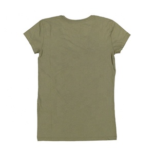 Camiseta de manga corta con cuello redondo para mujer, ropa informal 100% de algodón/poliéster, de alta calidad, con logotipo personalizado bordado - Product Image 2