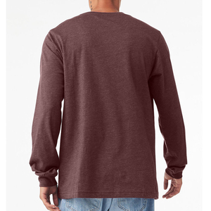 T-shirt à manches longues pour homme, col rond, couleur unie, jersey de coton, coupe classique, style décontracté, t-shirts à col rond - Product Image 2