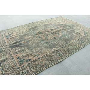 Alfombra Turca de 6.4x9.7 pies, Alfombra Oriental Vintage de Lana Azul Marrón - Product Image 3