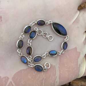 Dainty Labradorite <b>Bracelet</b> 925 Sterling Silver Gemstone Jewelry For Women 8 Inch Natural Stone Gift - Product Image 3
